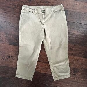 Ann Taylor LOFT Curvy Crop Pants Size 14 Olive Green Color